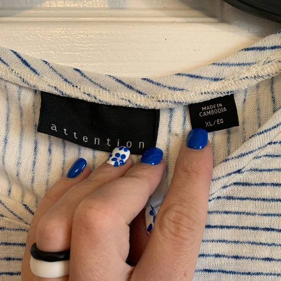 Attention blue and white stripe top - Picture 3 of 5